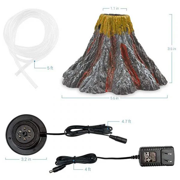 Fish Tank Volcano Bubbler Aquarium LED Lights
