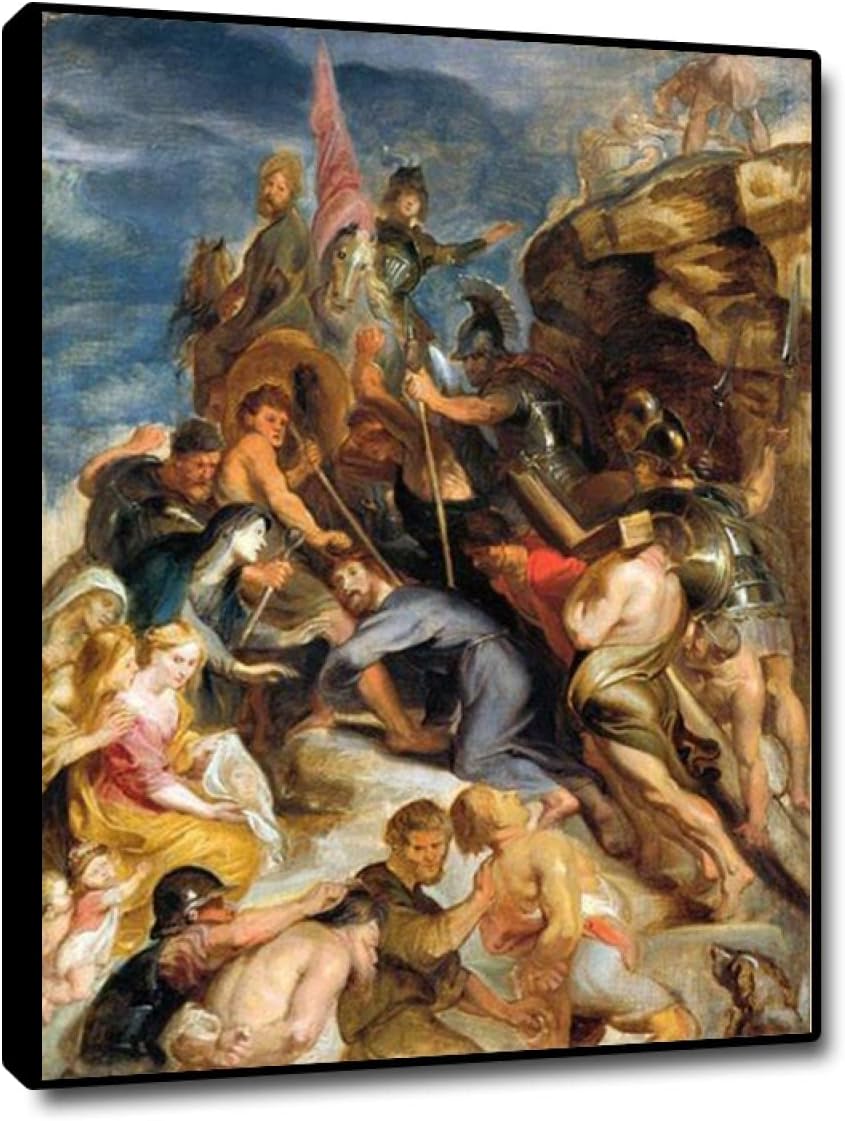 HEIMAO Baroque Canvas Wall Art. Paul Rubens Canvas Prints. Carrying the Cross Oil Painting Reproduction for Living Room Home Decor 80x120cm(31.6x47.4inch) Black frame black frame