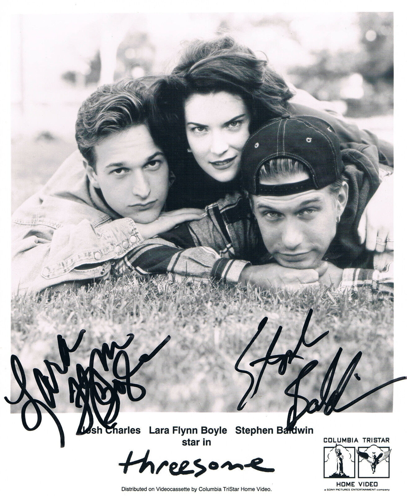 Threesome - Lara Flynn Boyle & Stephen Baldwin autographs 8x10