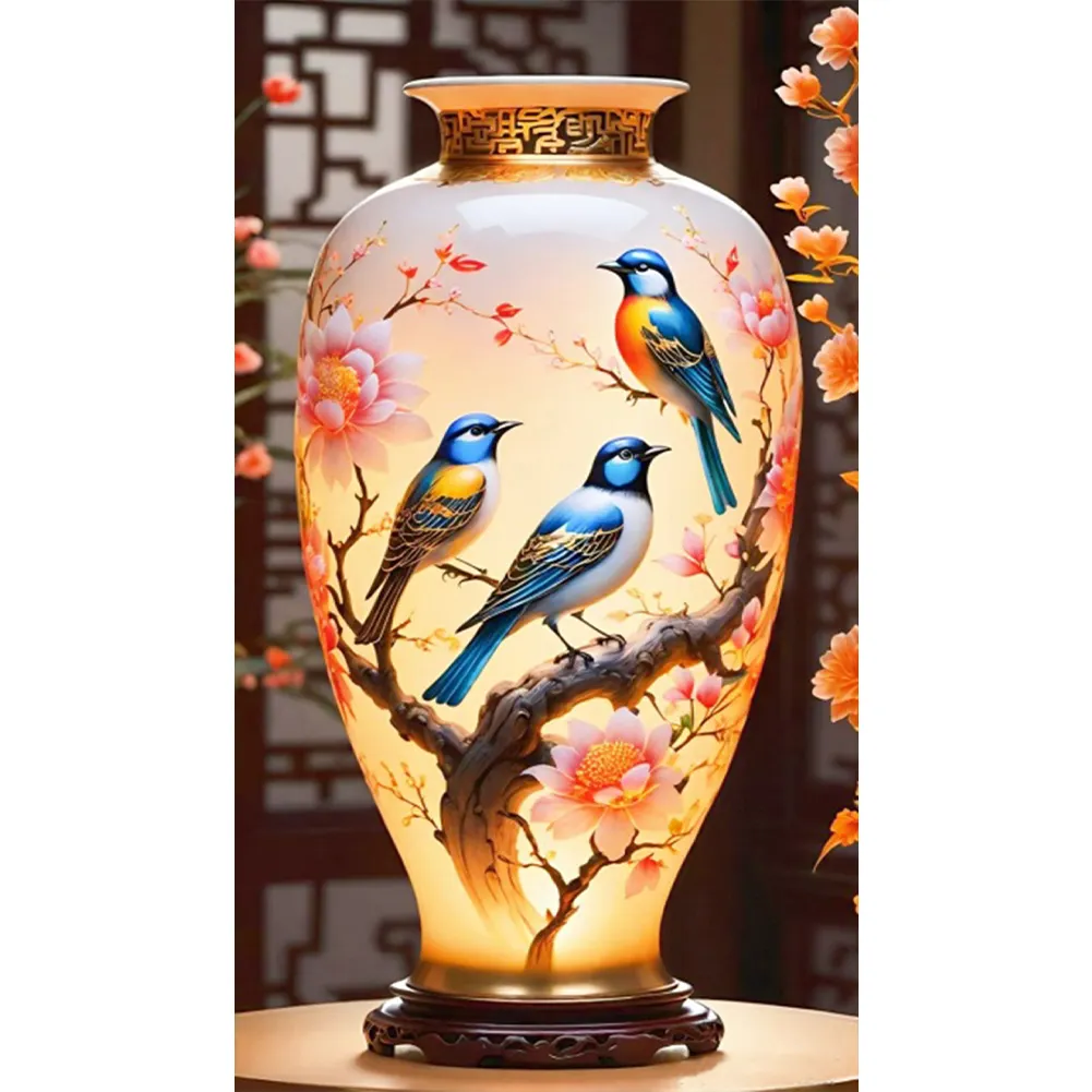 Diamond Painting - Full Square Drill - Bird Vase(Canvas|45*75cm)
