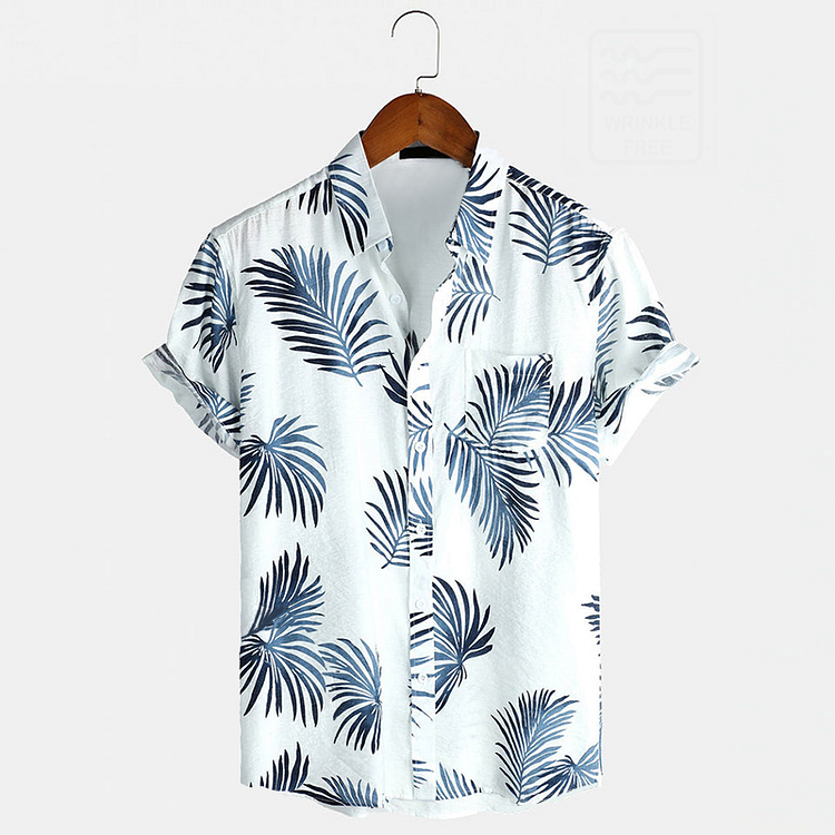 BrosWear Hawaiian Coconut Print Loose Casual Lapel Men's Shirt