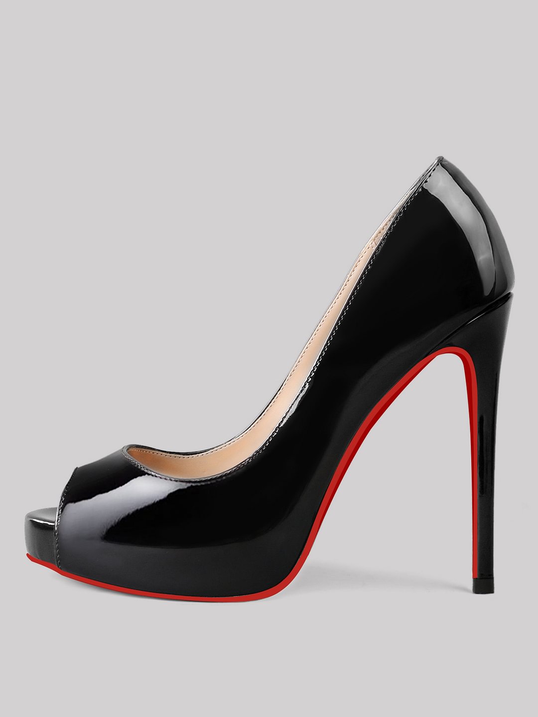 120mm Women's Peep Toe Platform Heels Red Bottom Party Wedding Pumps Patent Shoes