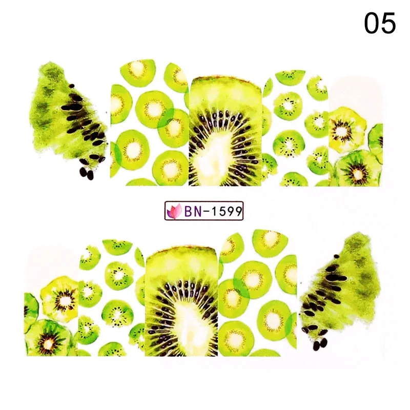 1PC Avocado/Watermelon/Orange Nail Stickers Summer Fruit Leaves Transfer Decals Sliders For Nails DIY Decoration Manicures-Nail Inspo