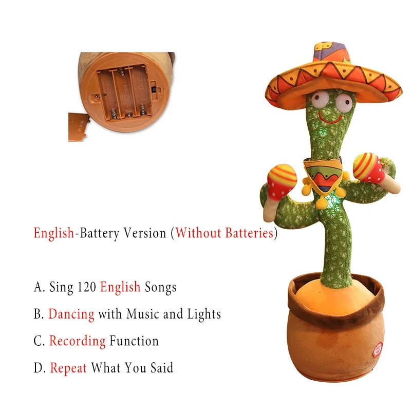 Dancer Cactus For Kids And Talking Captus Dancer Toy Smart Dancing Cactus Plush Toy Singing Dancing Cactus Russian Repeat