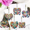 (US Local)6Pcs Acrylic Double Sided Heart Diamond Painting Keychain for Bag Decor