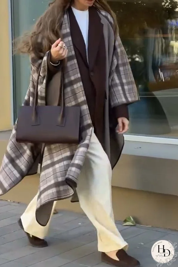 Retro Plaid Two-sided Wrap Coat