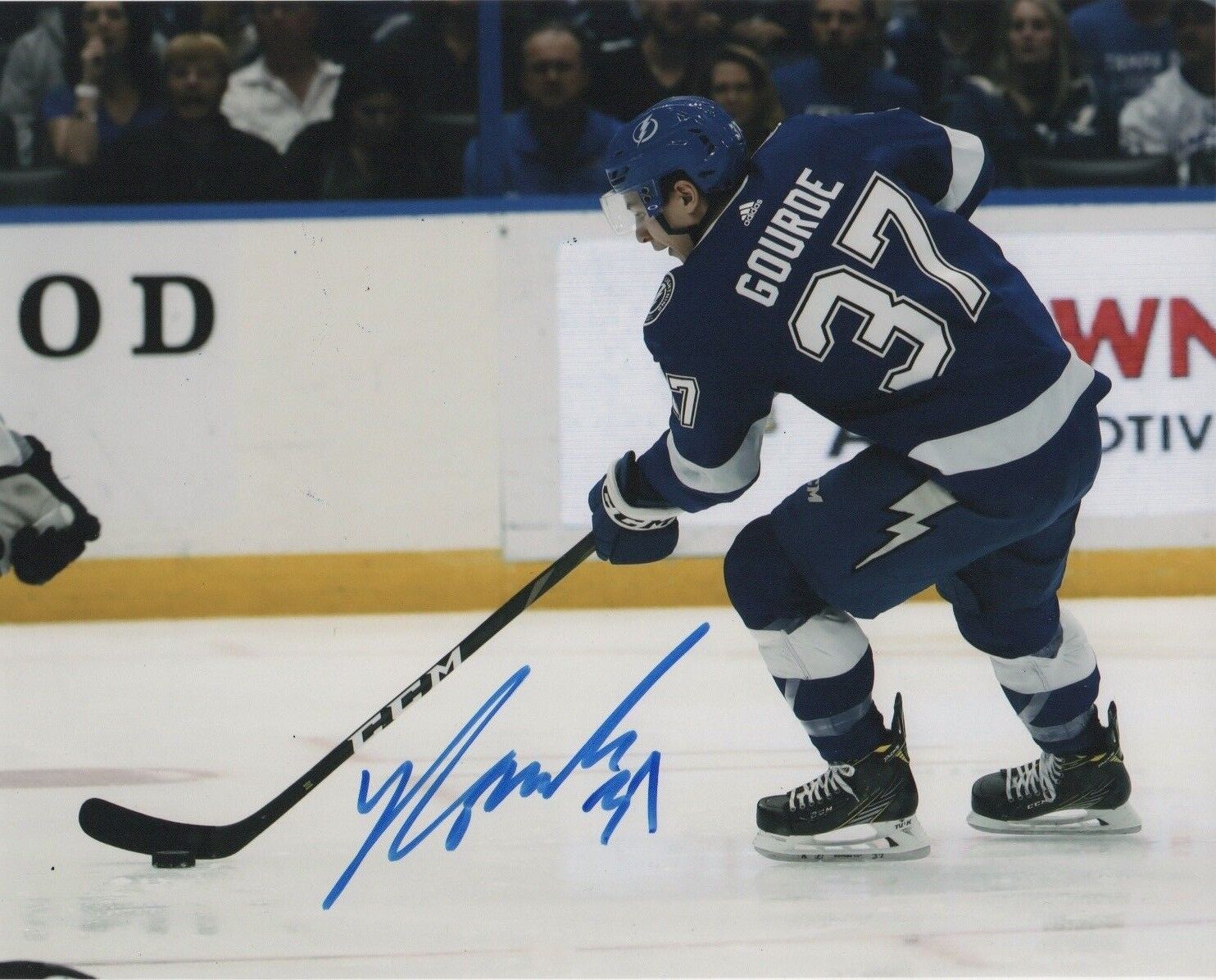 Tampa Bay Lightning Yanni Gourde Signed Autographed 8x10 Photo Poster painting COA #3