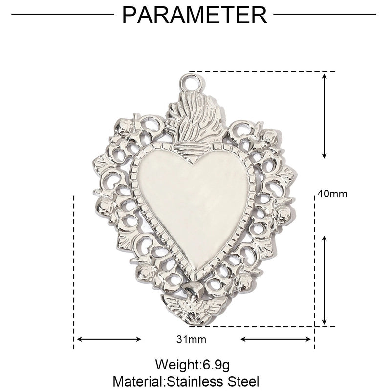 3 PCS/Package 25*44mm 35*40mm 37*40mm Titanium Steel Pearl Zircon Cross Sun Heart Shape Pendant Jewelry Accessories