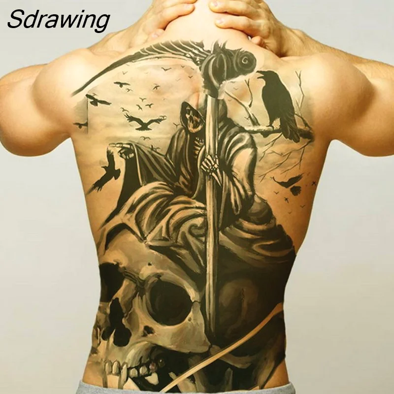 Sdrawing temporary tatoo for men tattoo body art full back sexy tattoo sticker lion king tiger dragon tattoo designs waterproof new