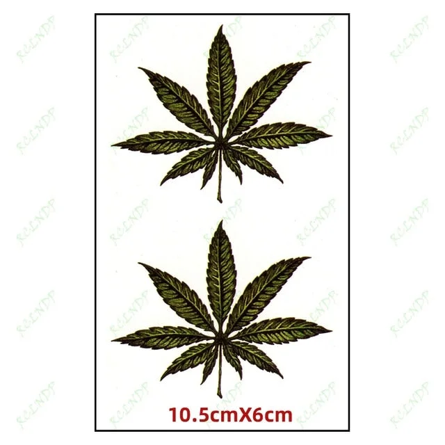 Waterproof Temporary Tattoo Sticker black Clover Maple leaf tattoo flash tatoo fake Water Transfer tatto for Woman Man