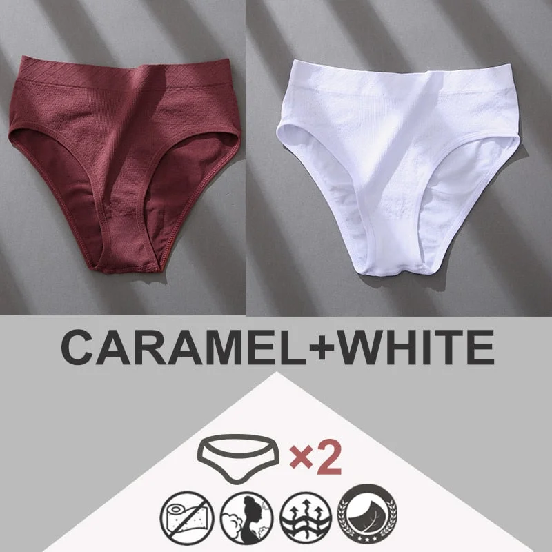 FINETOO 2PCS/Set Women Panties Bodyshaper M-2XL Women's Underwear Lingerie 8 Solid Colors Sexy Female Undepant High Waist Briefs