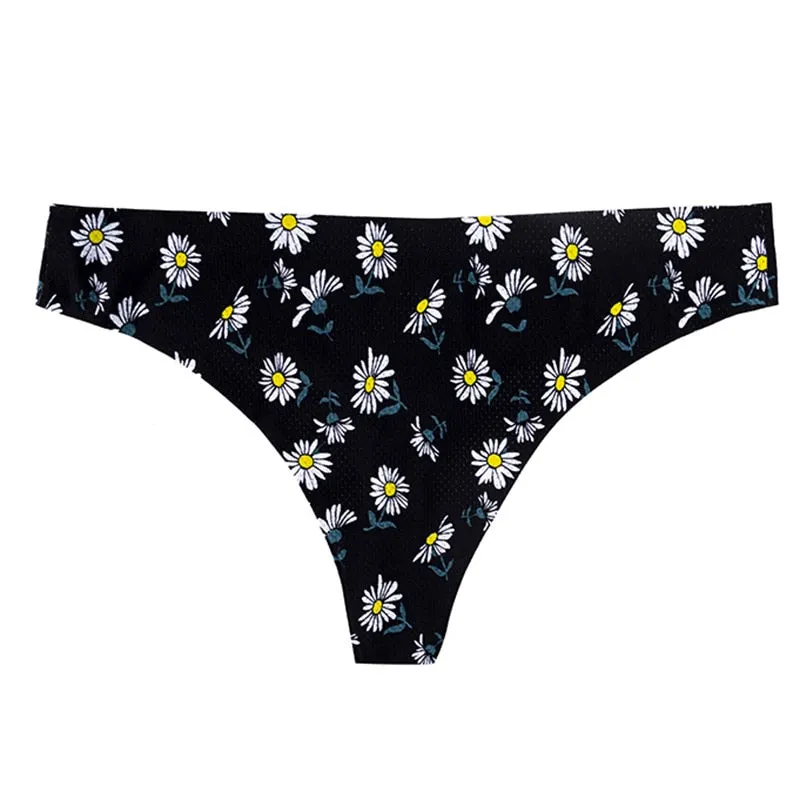 TERMEZY Women Sexy Flowers Lingerie Temptation Low-waist Panties Thong No trace Breathable Underwear Female G String Intimates