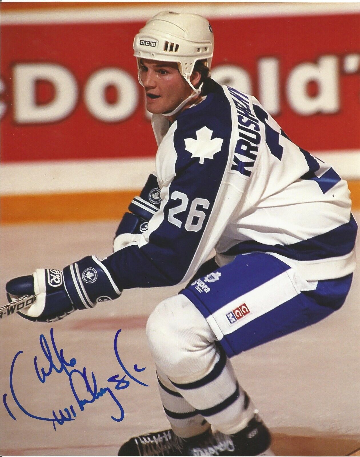 MIKE KRUSHELNYSKI SIGNED TORONTO MAPLE LEAFS 8x10 Photo Poster painting w/COA