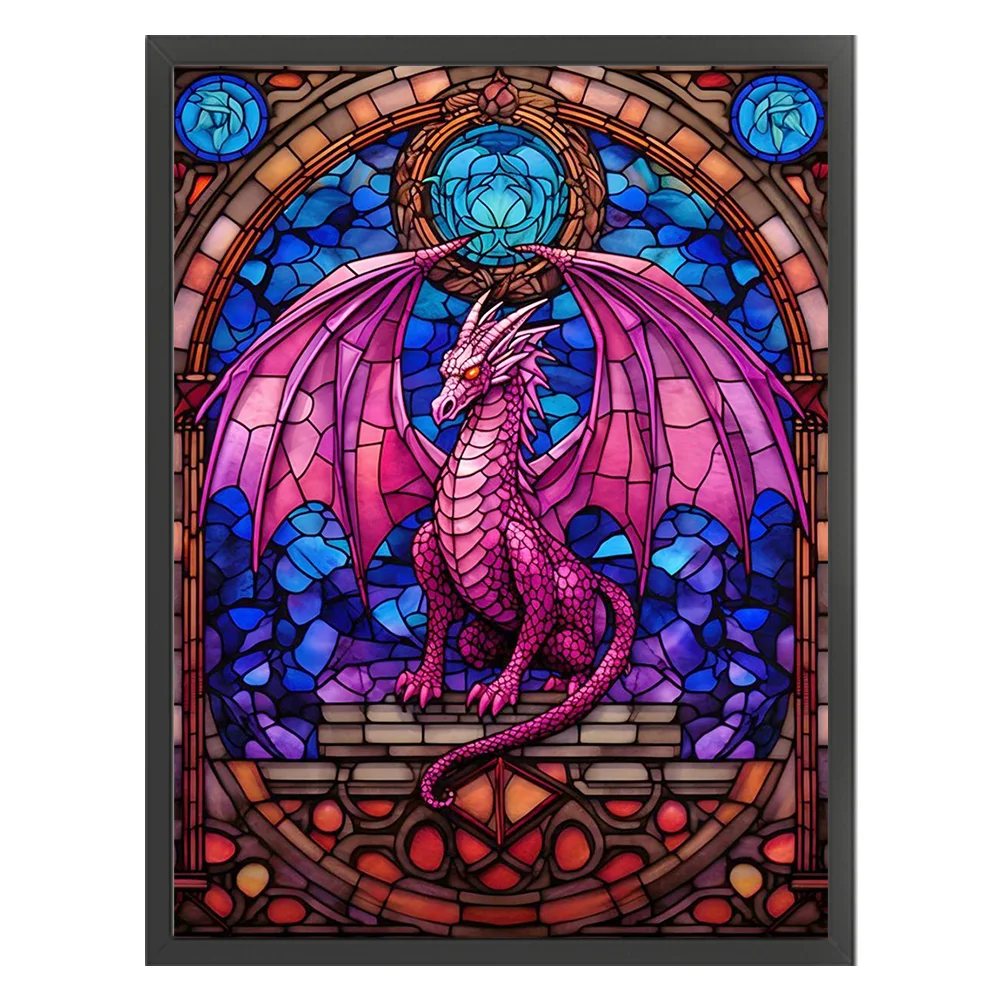 DIY Stamped Cross Stitch 14CT Full Embroidery 40*55cm - Glass Painting-Pterosaur