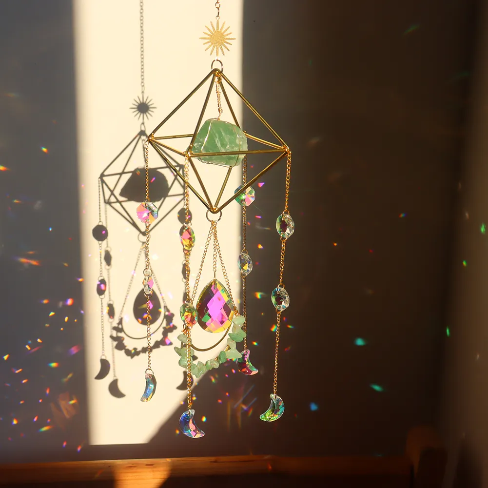 Crystal Light Catchers Wind Chime Sunlight Trap Windchimes Jewelry (Green)