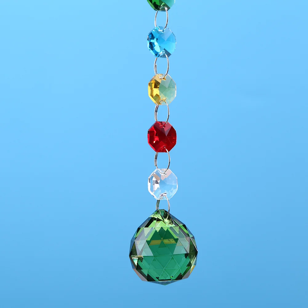 Hanging Crystal Ball Rainbow Prism Light Catcher Wind Chimes Decor (Green)