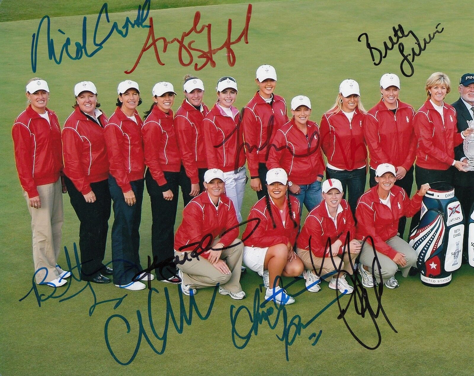 2009 SOLHEIM CUP *TEAM USA* GROUP signed 8X10 Photo Poster painting W/COA Michelle Wie 9 Autos