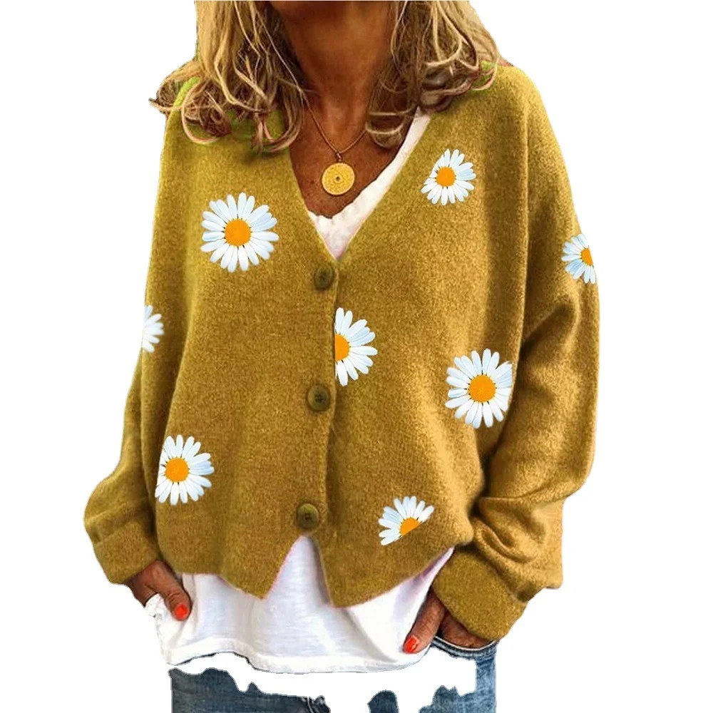 Wongn Wongn Ladies Sweater Single Breasted Qiuju Embroidered Coat Sweater Women's Wear