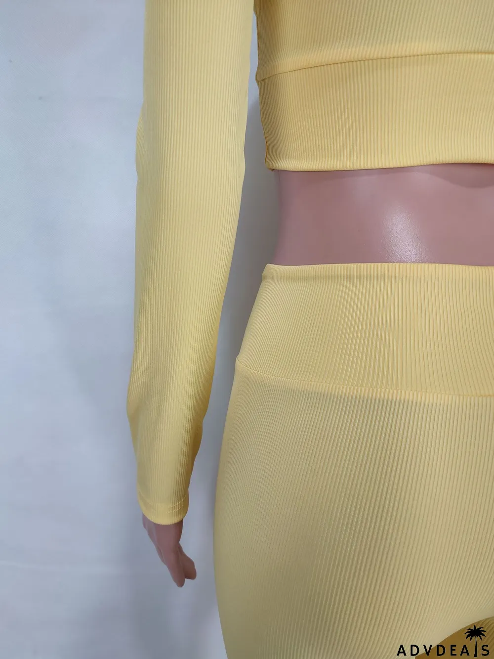 Solid Long Sleeve Crop Top And Pants 2 Piece Sets