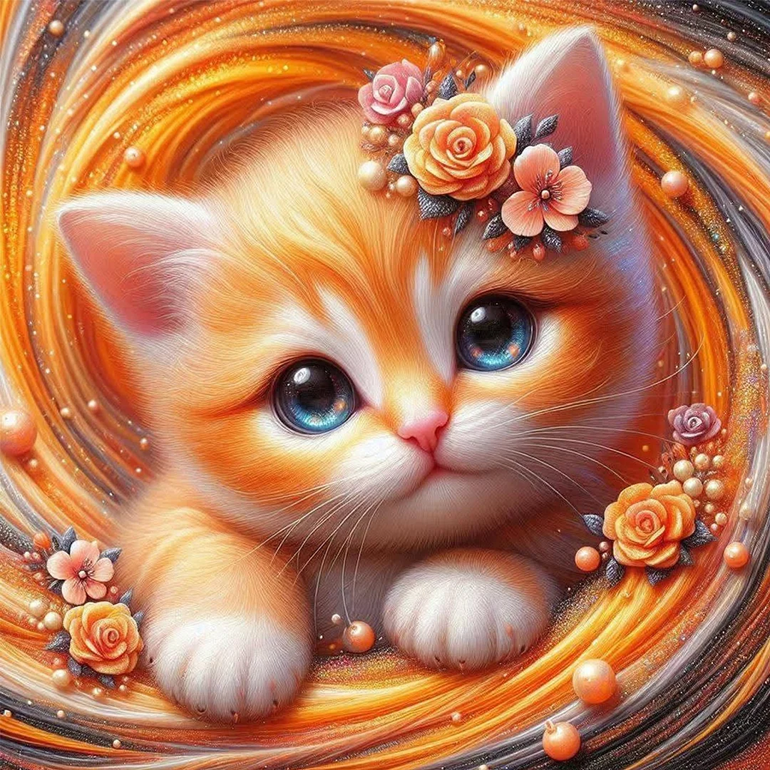 Diamond Painting - Full Round Drill - Cat(Canvas|Canvas|40*40cm)
