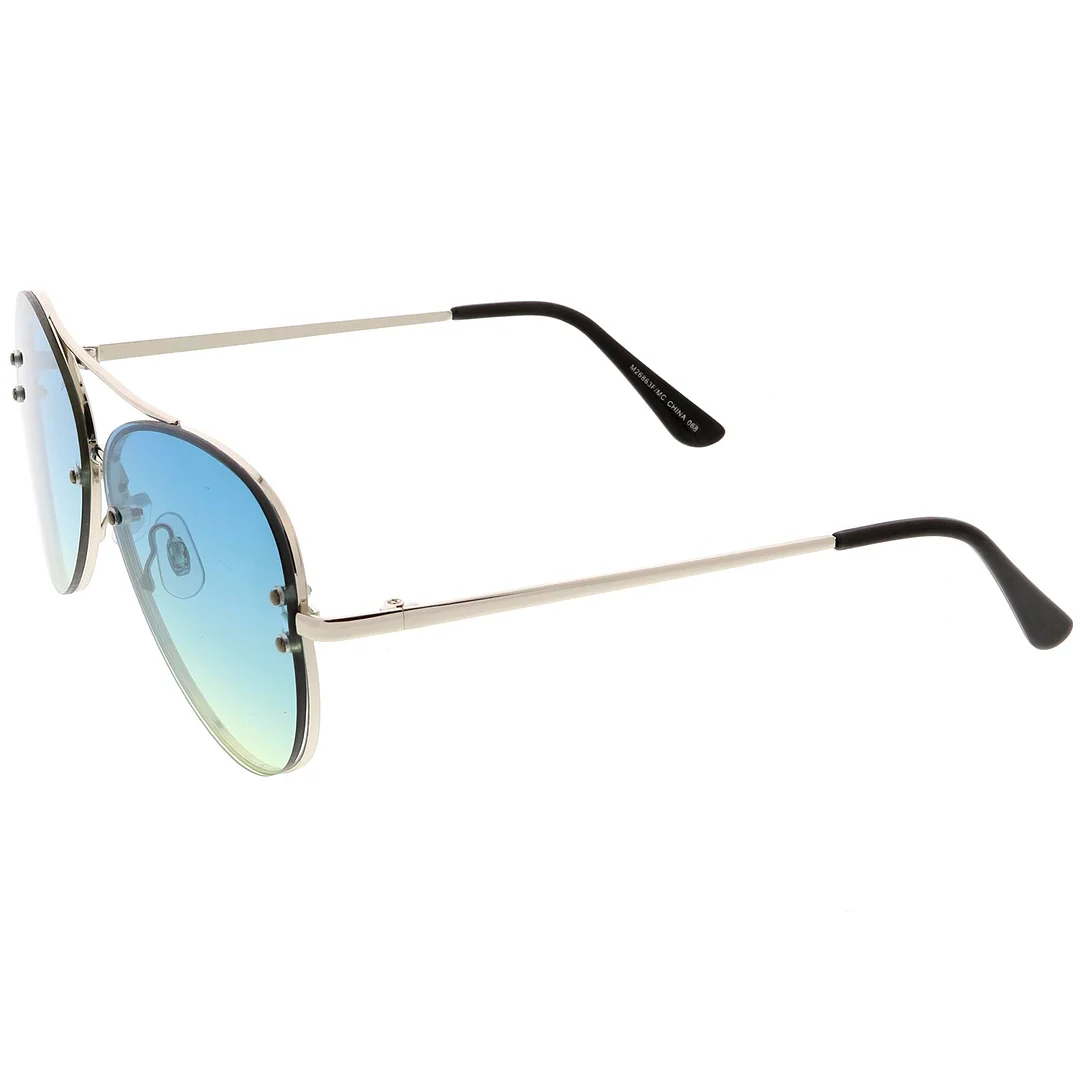 Oversize Rimless Aviator glasses Double Crossbar Gradient Lens 61mm