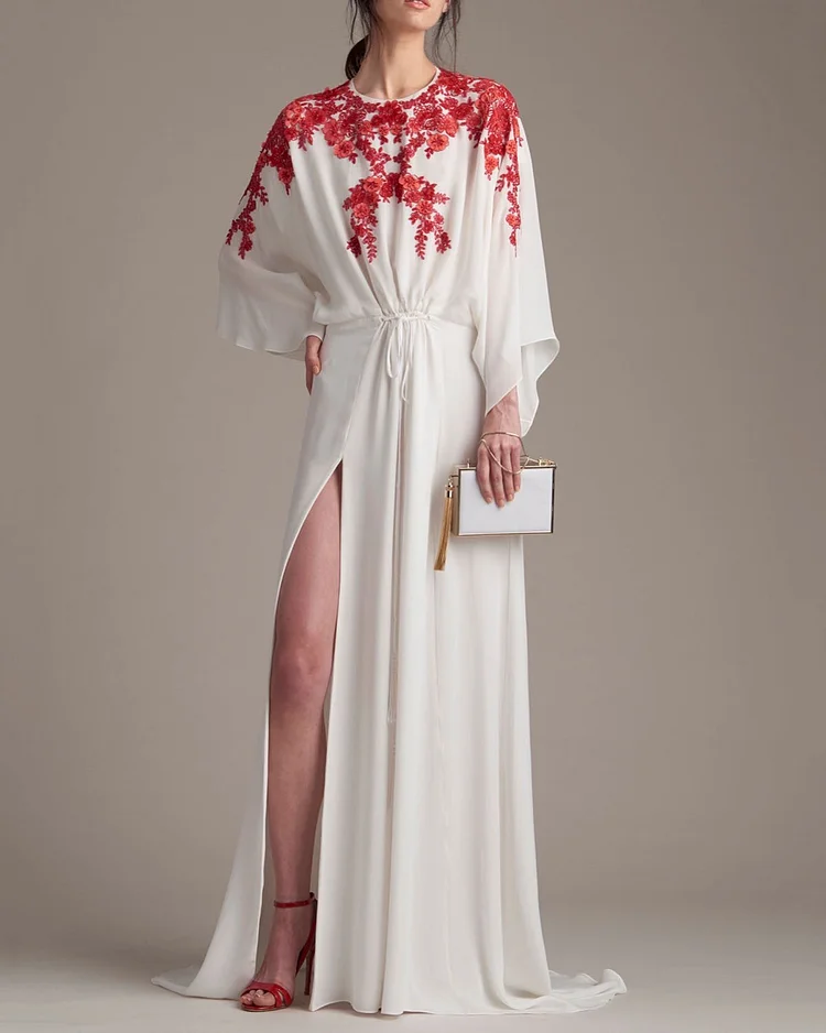 Elegant Flower Embroidered Kaftan