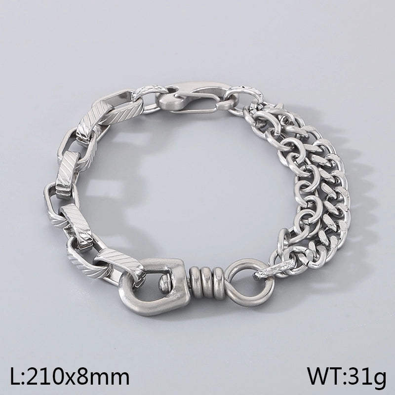 Minimalist Geometric 304 Stainless Steel Cuban Link Chain Curb Chain Bracelets In Bulk