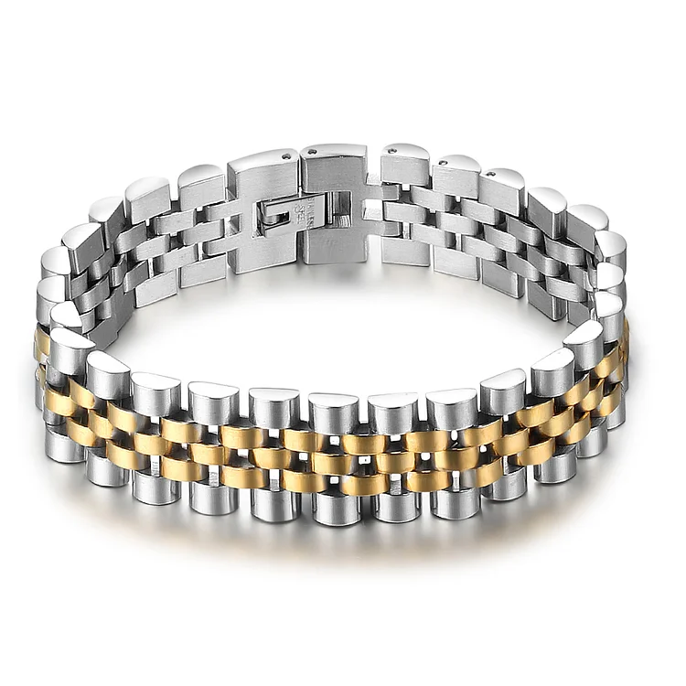 Men's Bracelet Wristband Bracelet for Men-Silver & Gold