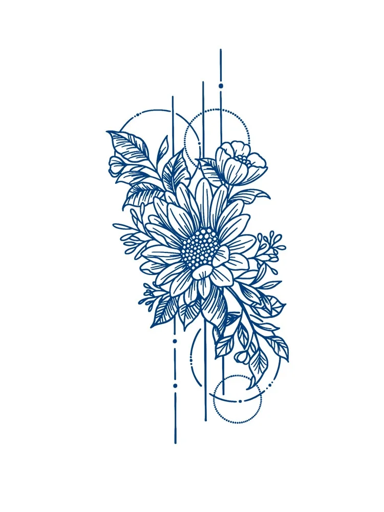 KT1-50 cross-border semi-permanent herbal juice tattoo sticker flower arm clavicle non-reflective simulation tattoo size pattern