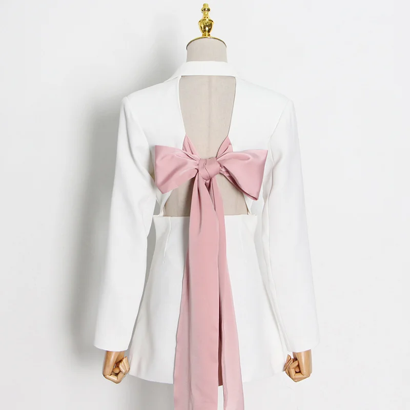 Toloer Toloer Suit Spring 2024 New Two Button Sexy Splicing Bow Tie With Personality Women's Fashion-Outfit Ideas