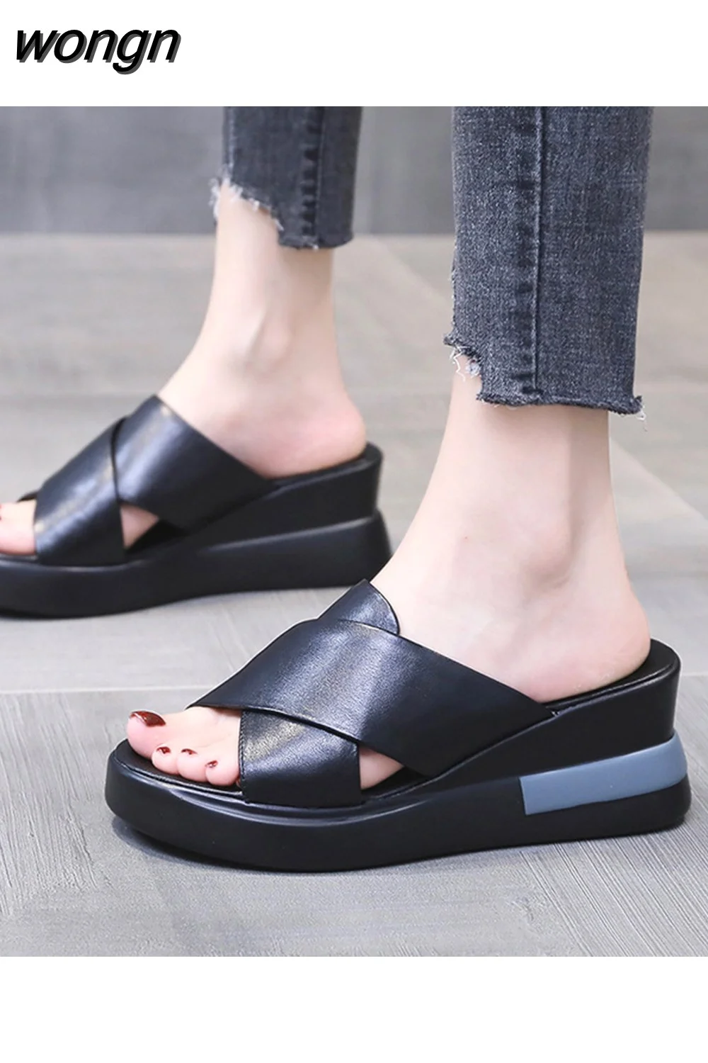 wongn Breathable Women's Sandals Summer 2023 New Elegant Outdoor Womens Sandals Soft Slip On Footwear Shoes For Women Female
