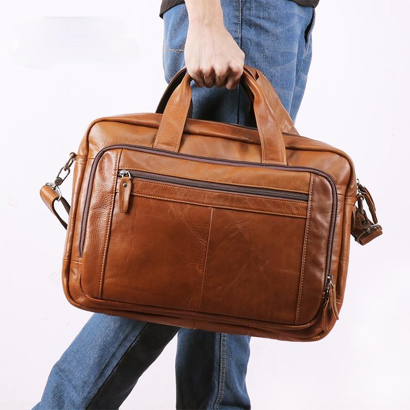 Retro Handmade Genuine Leather Men's Business Laptop Bag