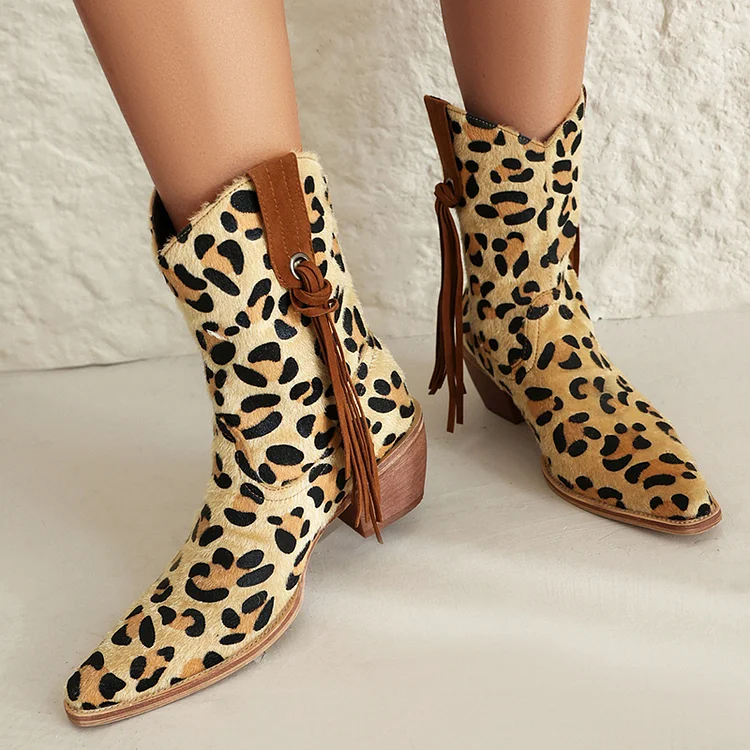 Leopard mid sale calf boots