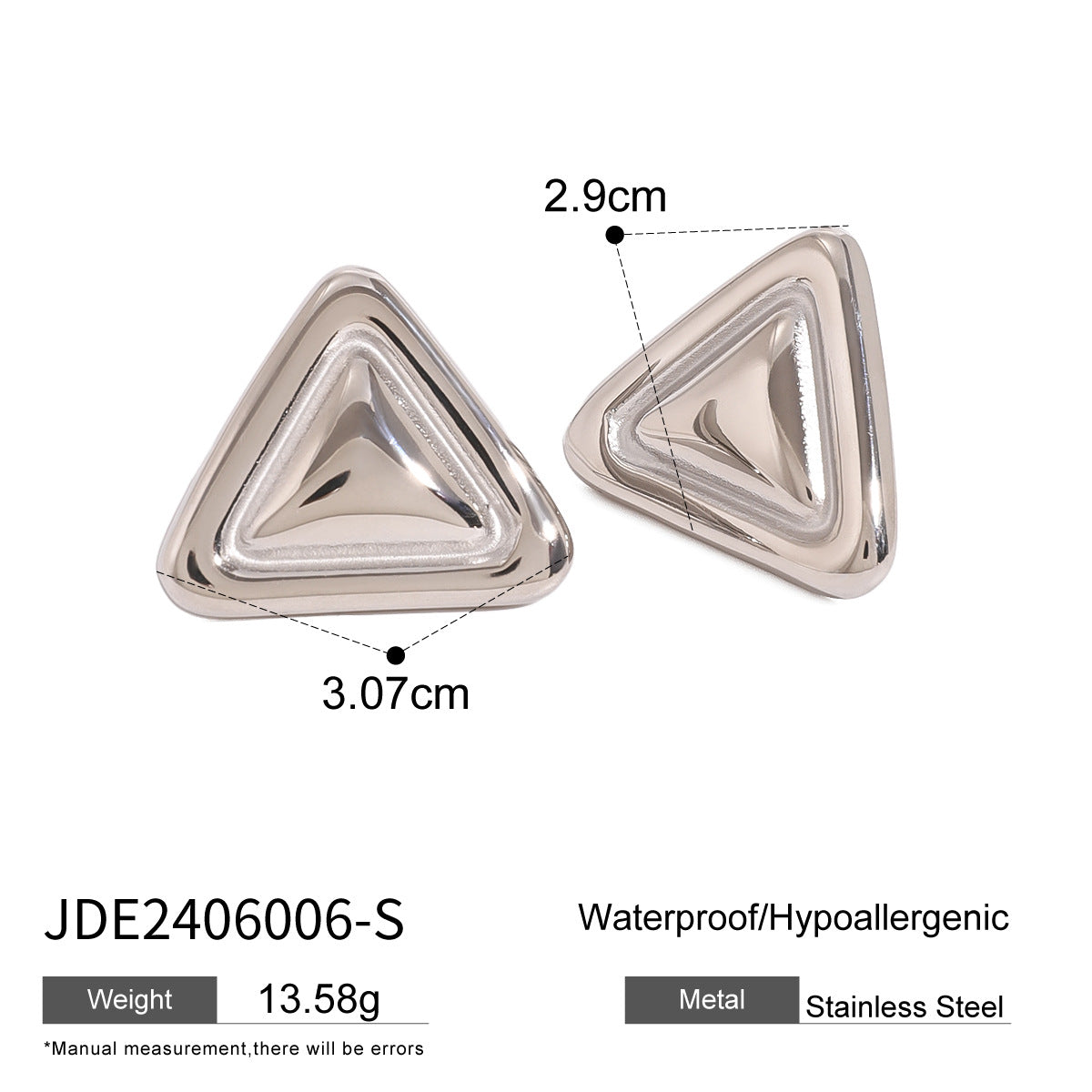 Jie Ding Stainless Steel Triangle Earrings Niche Earrings Titanium Steel Earrings