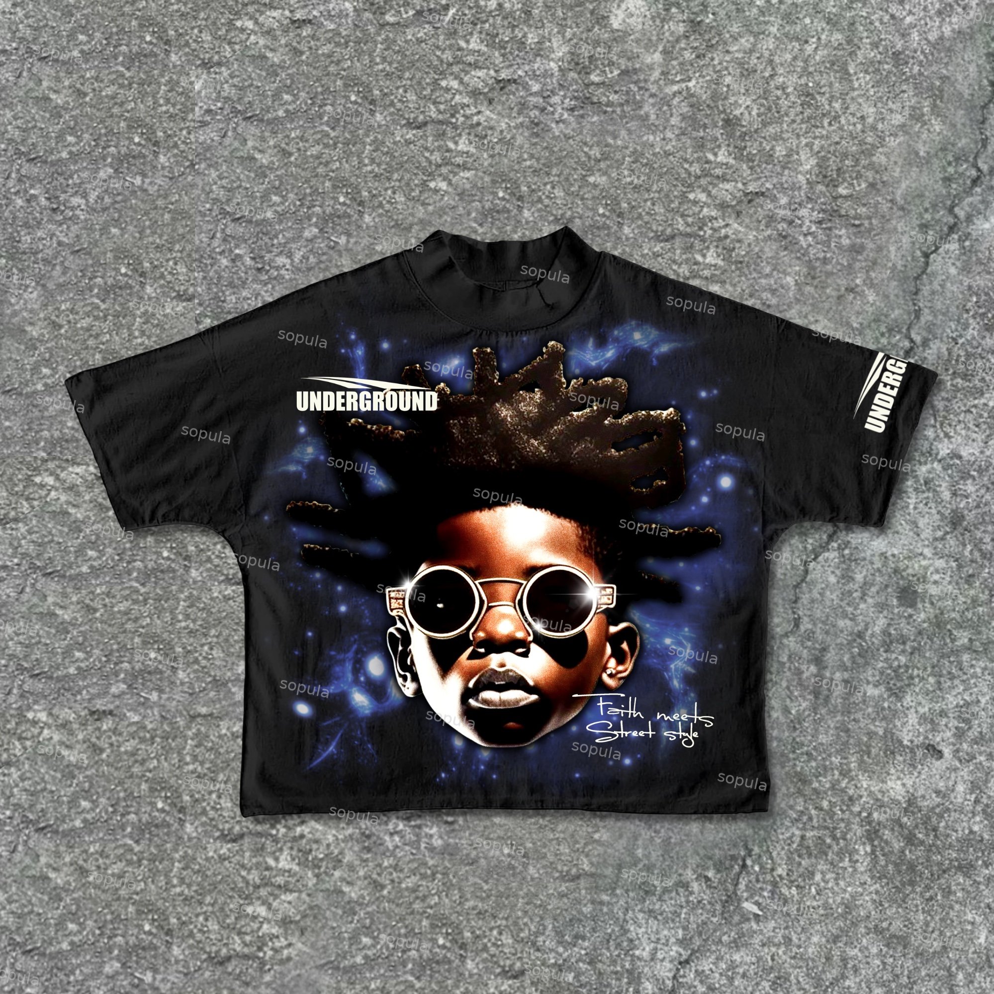 Sopula Underground Trendy Faith Dirty Braided Boy Graphics Cotton Cropped T-Shirts - SOPULA