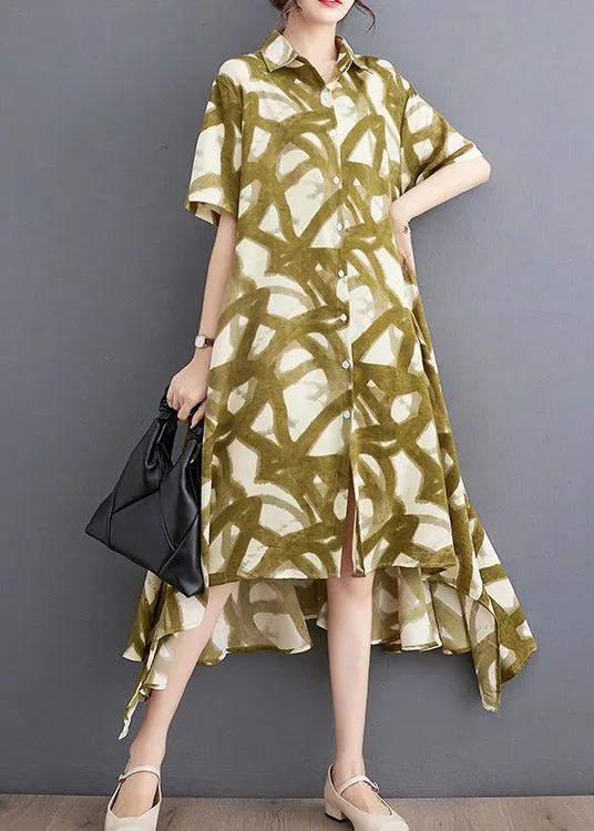 Charming Peter Pan Collar Single Breasted Short Sleeve Yellow Lace Dress