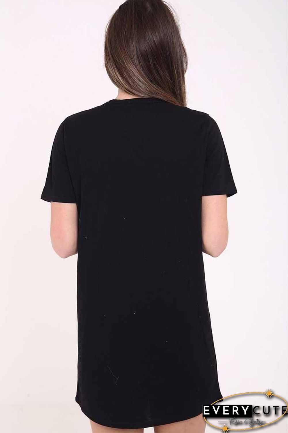 Women's Choker Cutout V-Neck Eagle Printed Short Sleeve Mini T-Shirt Dress