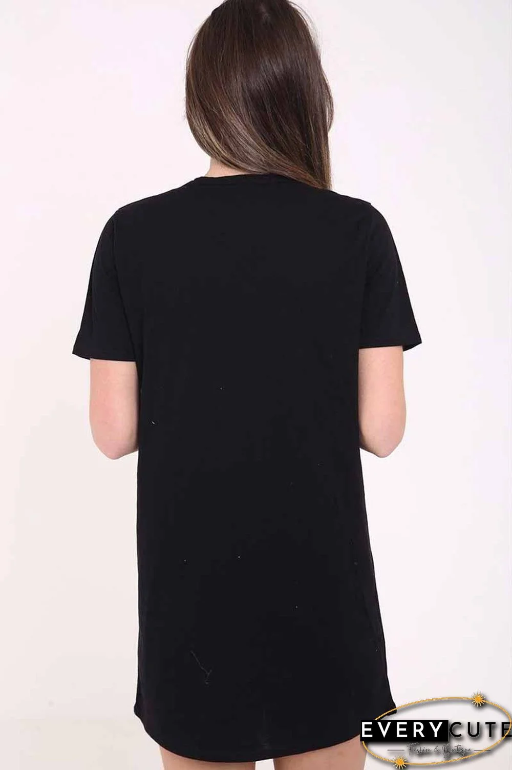 Women's Choker Cutout V-Neck Eagle Printed Short Sleeve Mini T-Shirt Dress