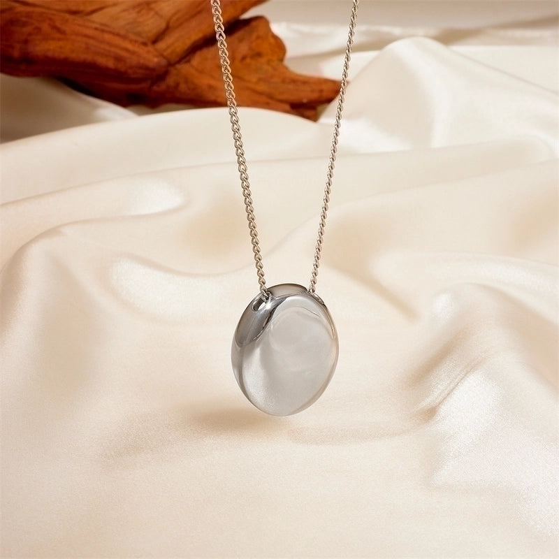 Cute Sweet Round Titanium Steel 18K Gold Plated Plating Pendant Necklace