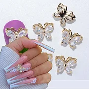 10PC Alloy Butterfly Zircon Nail Art Rhinestone 3D Gold Silver Shiny Diamond Nail ART Gems Butterfies Crystal Manicure Accessory | Cncures