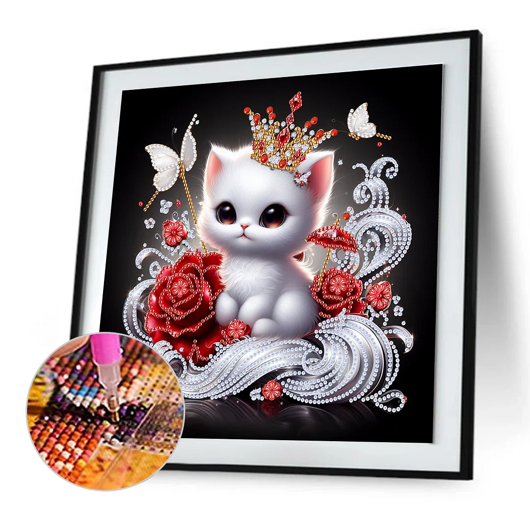 Heart Cat - Partial Special Shaped Drill Diamond Painting Kits (Canvas|30*30cm)