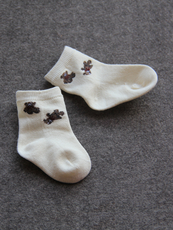 Silk Socks For Baby Teddy Bear Jacquard Style-Real Silk Life
