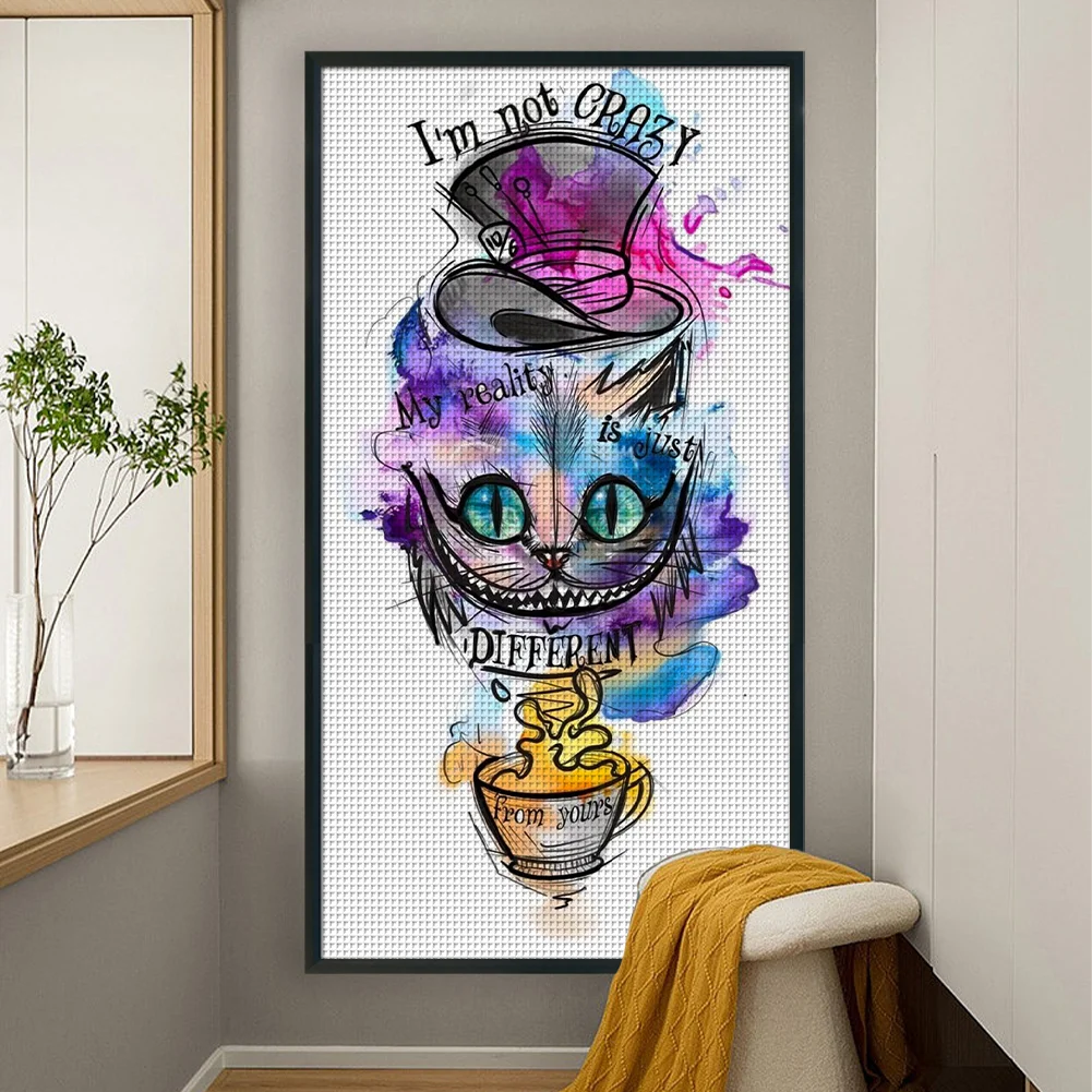 11CT Full Stamped Cross Stitch - Alice Cat(Canvas|35*65CM)