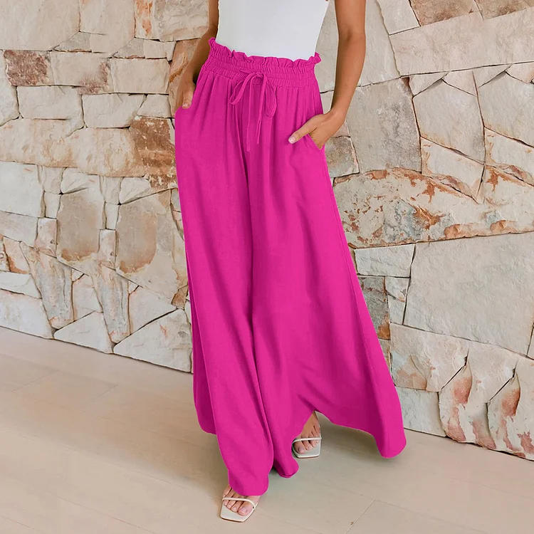 Women's 2024 Solid Wide Leg Long Casual Pant