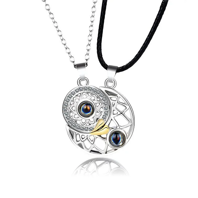 100 Languages I Love You Necklace Projection Pendant Sun And Moon Couple Gift