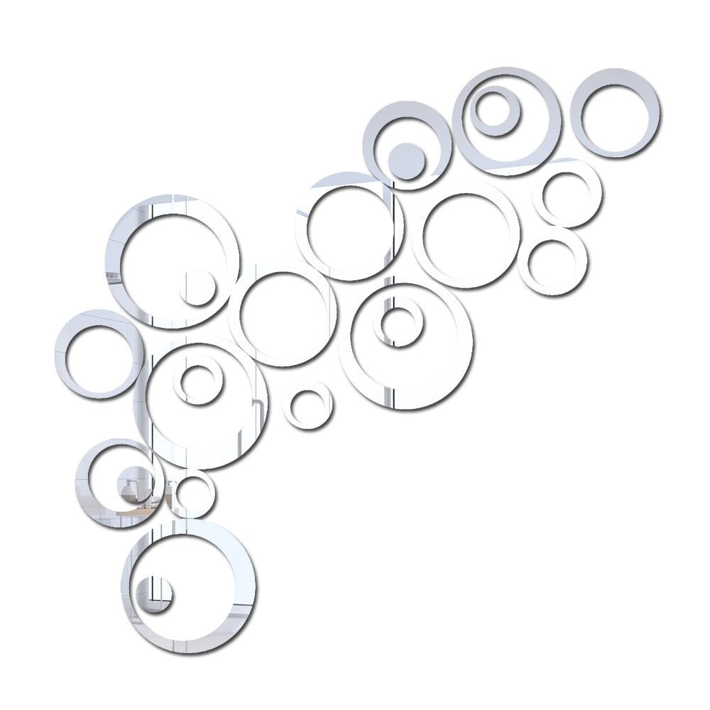 24pcs Circle New Bathroom Acrylic 3D Mirrors Irregular Mirror Living Room Decoration Mini Sticker Mirror Aesthetic Room Decor