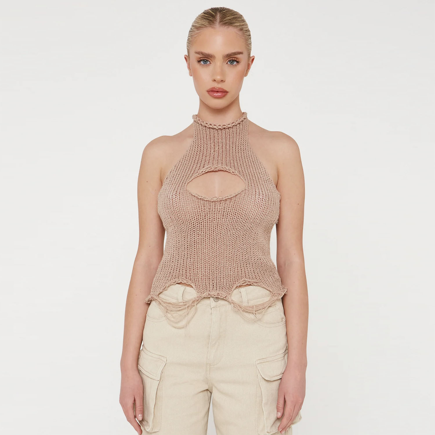Ootddress Knit Hollow Out For Women Y2k Top Vest Sleeveless Fashion Summer 2025 Knitwear Pullover Crop tops Female Backless Tank Top