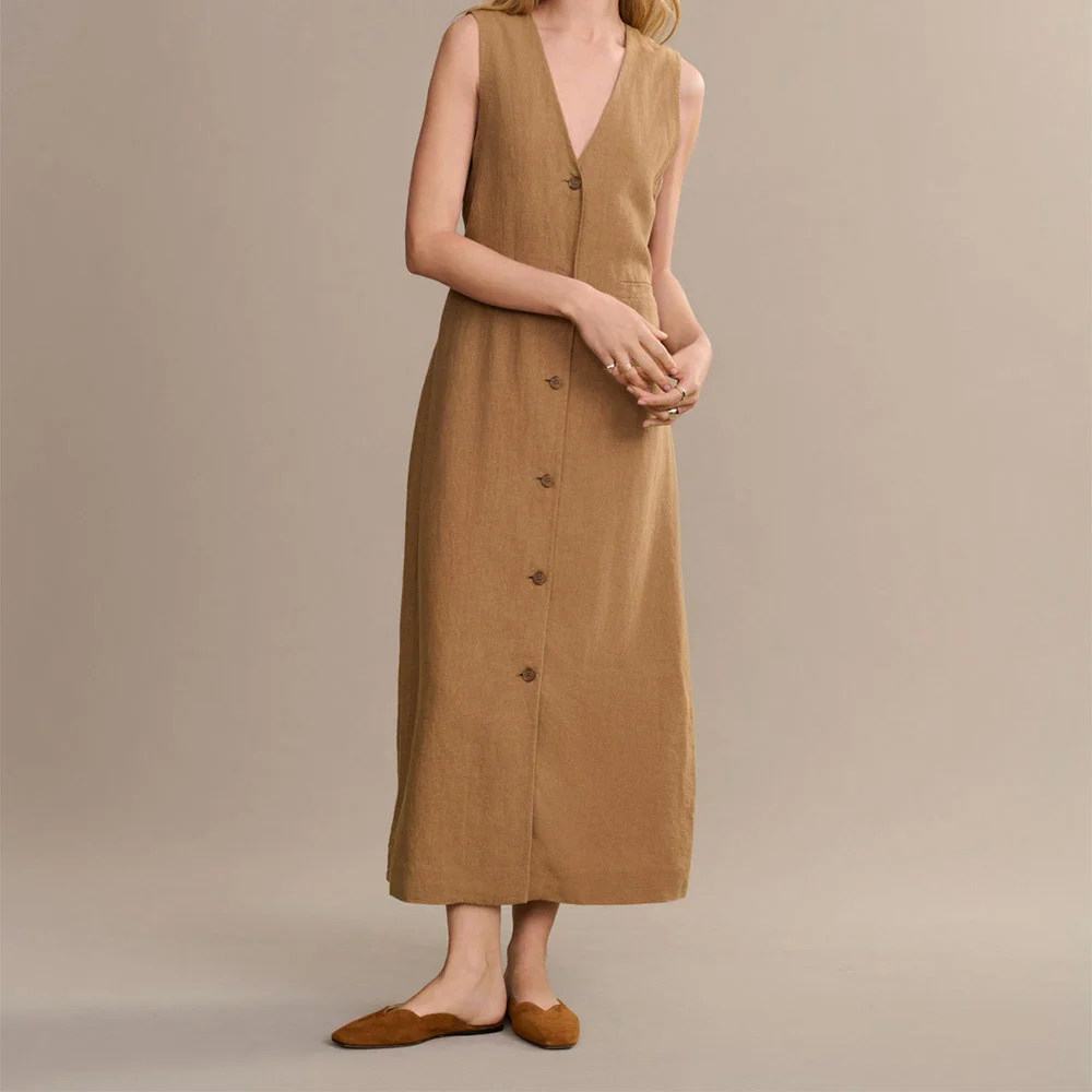 Classic Scallop Closed Toe Slip On Flat Women's Mules Shoes in Brown