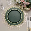10 Pack | 10" Hunter Emerald Green Plastic Dinner Plates Disposable Tableware Round With Gold Scalloped Rim