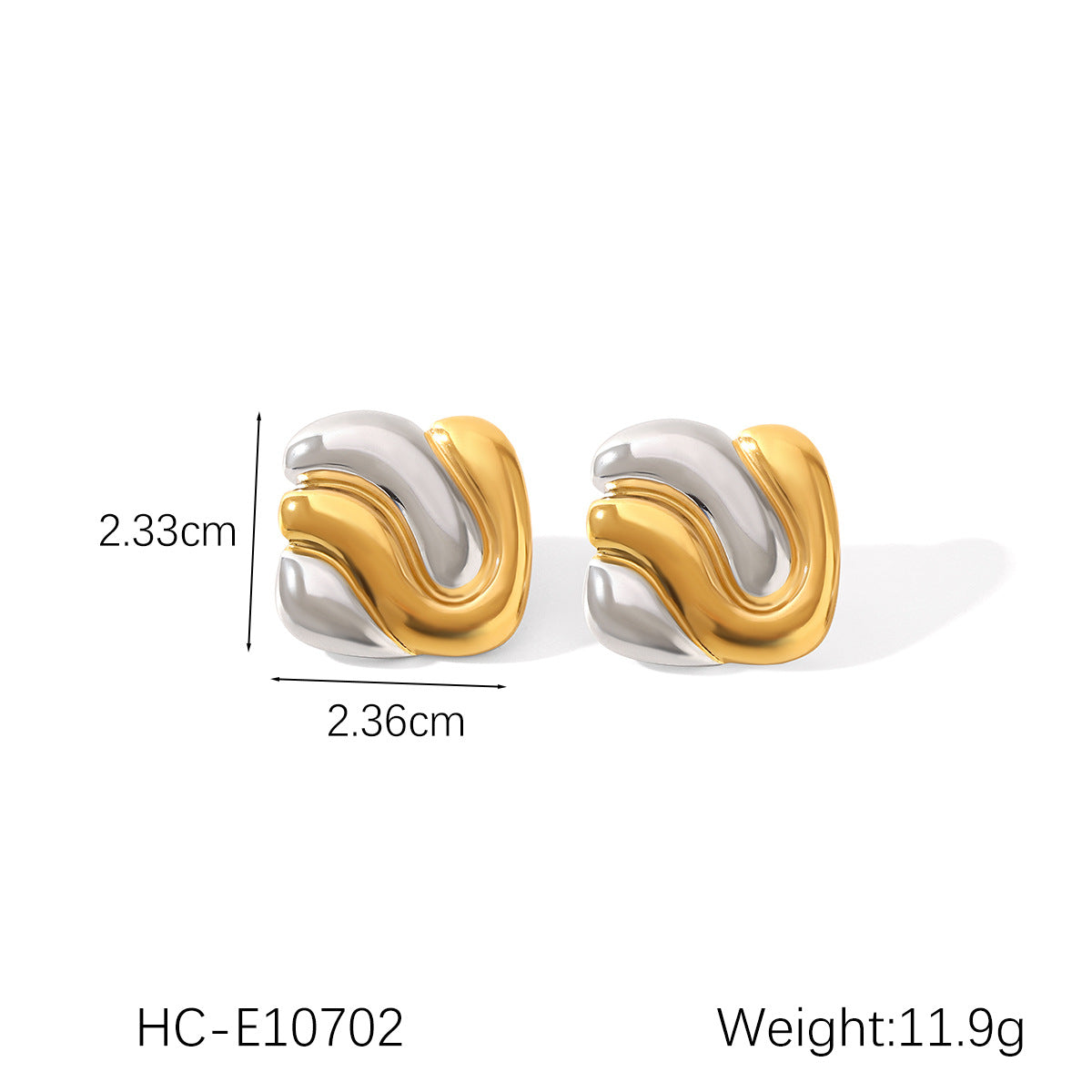 Gold And Silver Color Matching Geometric Stainless Steel Earrings For Women Niche Titanium Steel Earrings